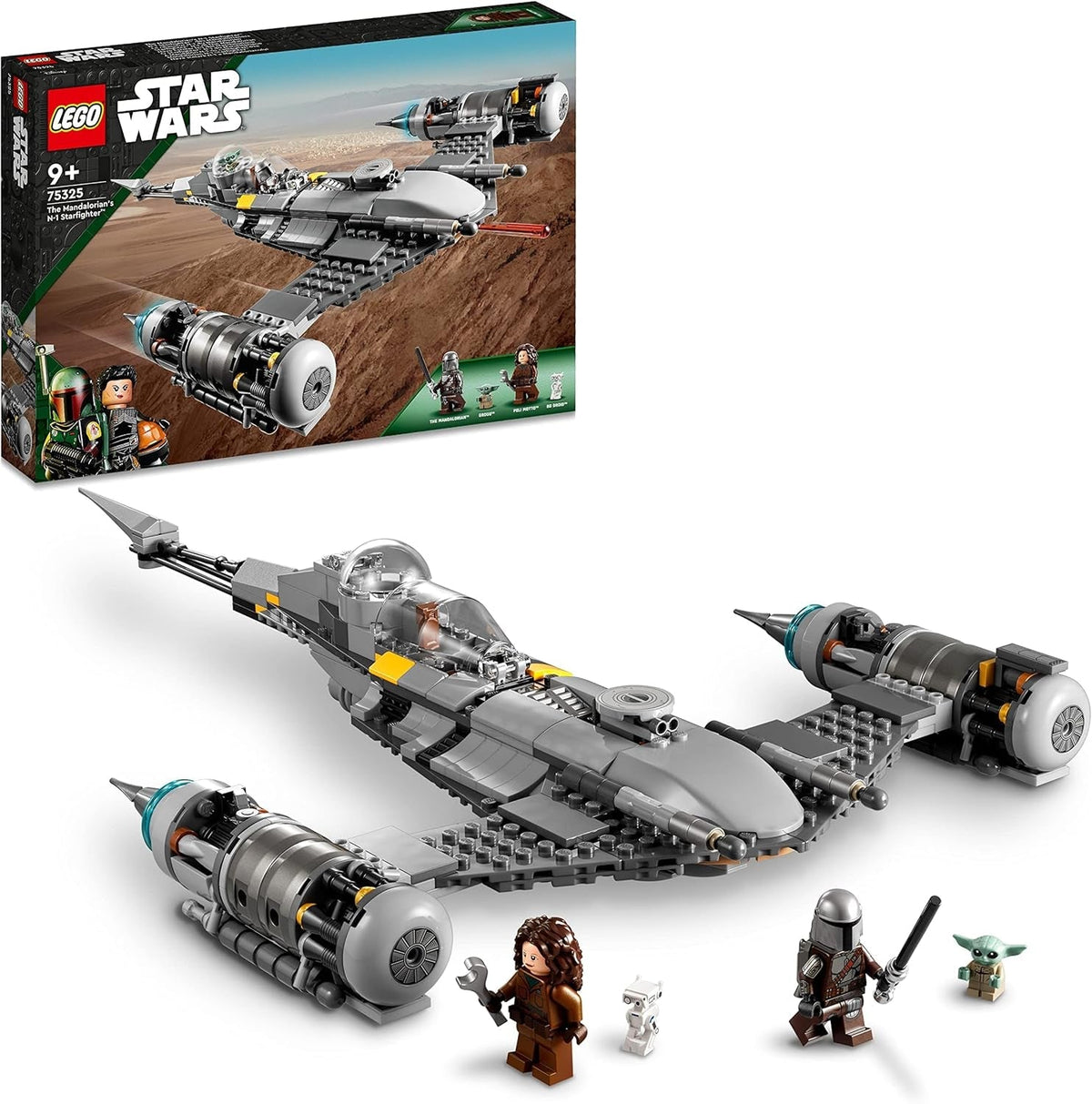 LEGO Star Wars Mandalorianský stíhač N-1 z Knihy Boba Fetta Stavebnice s vesmírnou lodí Sada 4 postav včetně figurky Baby Yoda 75325 Stavebnice Besuche den LEGO-Store Single