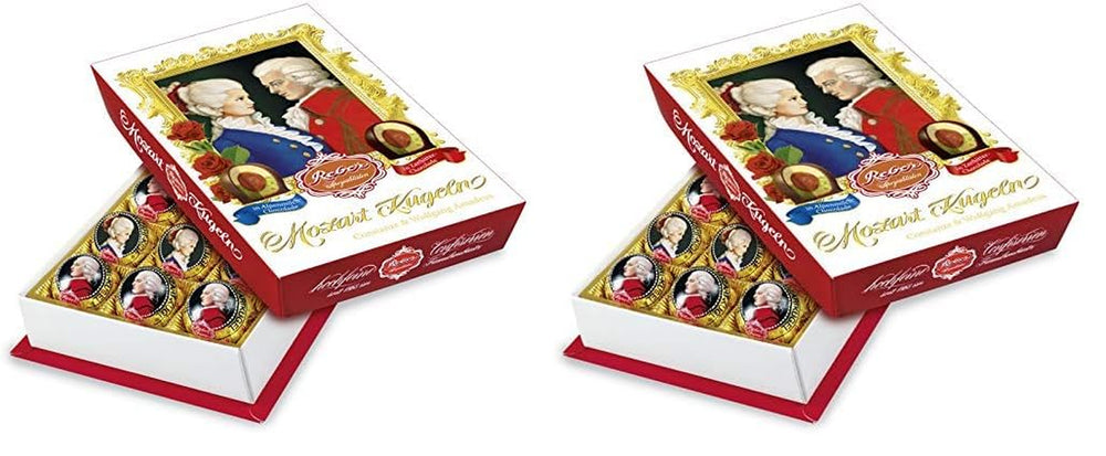Reber Mozart kuličky s hořkou čokoládou, balení 6 ks s marcipánem a nugátem, veganské - 1 x 120 g