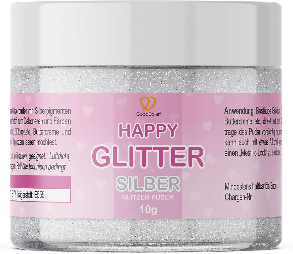 Goodbake Happy Glitter Gold - Glitter alimentar comestibil, 10 grame Glitter Naty Shop Argintiu