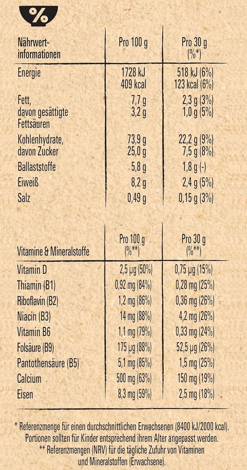 Cereálie (+20 %), Čokoládové karamelové cereálie a 41 % celozrnné, Snídaňové vločky s vitamíny a minerály, Balení 2 ks (1 x 480 g)
