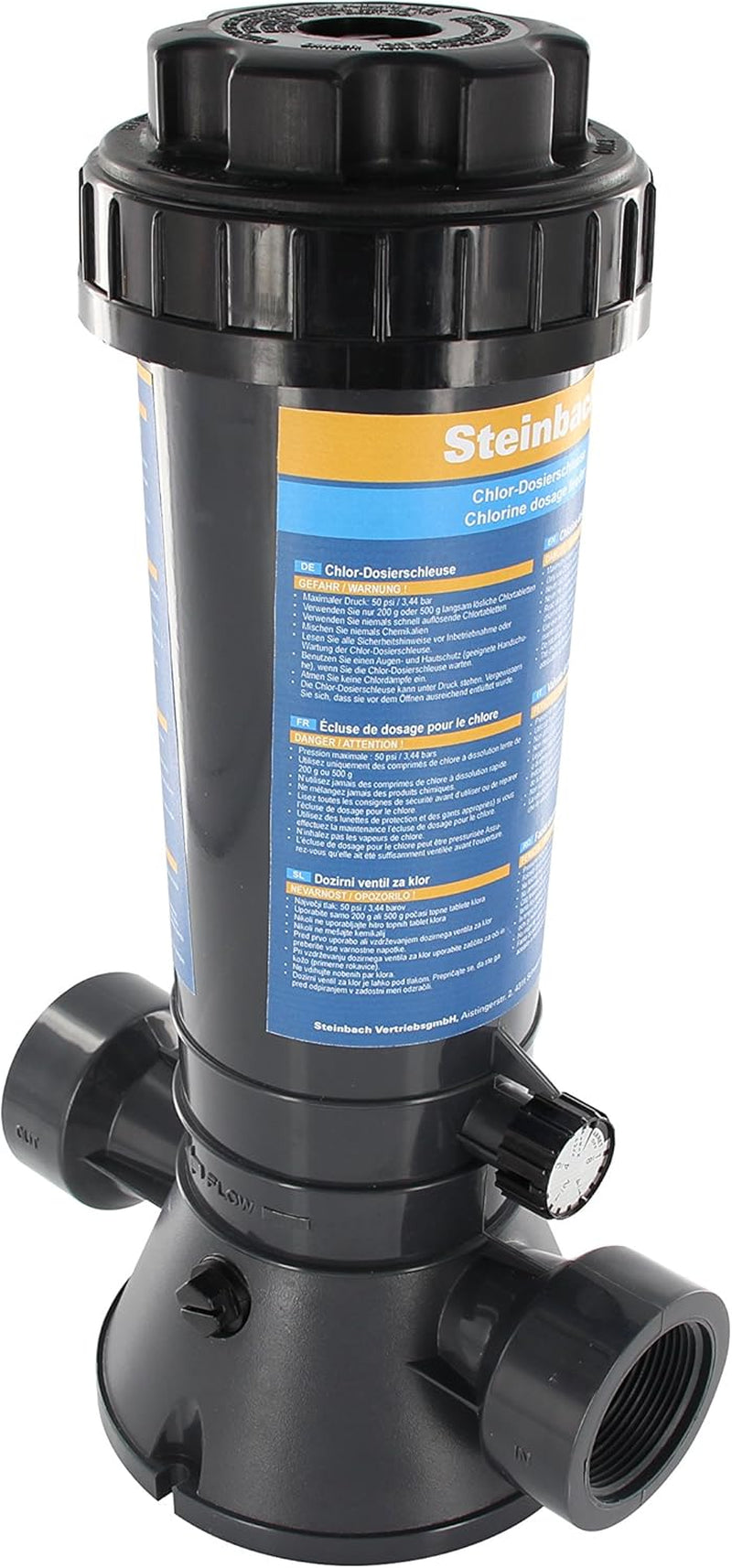 Steinbach dávkovací ventil chlóru, pouze dlouhodobé chlórové tablety, plast, 1,5" připojení s vnitřním závitem 079030