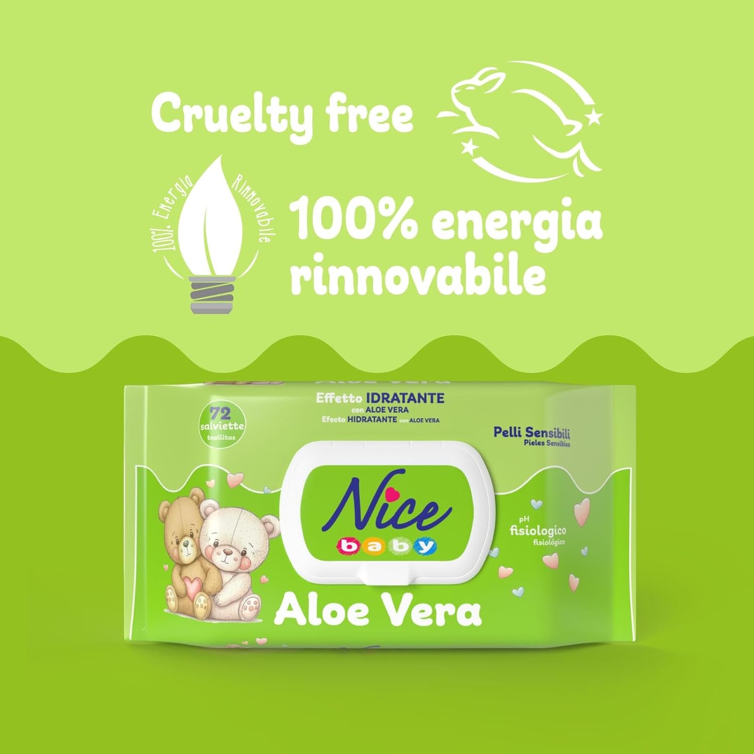 Čistící ubrousky pro děti a kojence - s aloe vera a arganovým olejem - dermatologicky testováno - fyziologická hodnota pH - maxi formát: balení 72 ubrousků - Pěkné