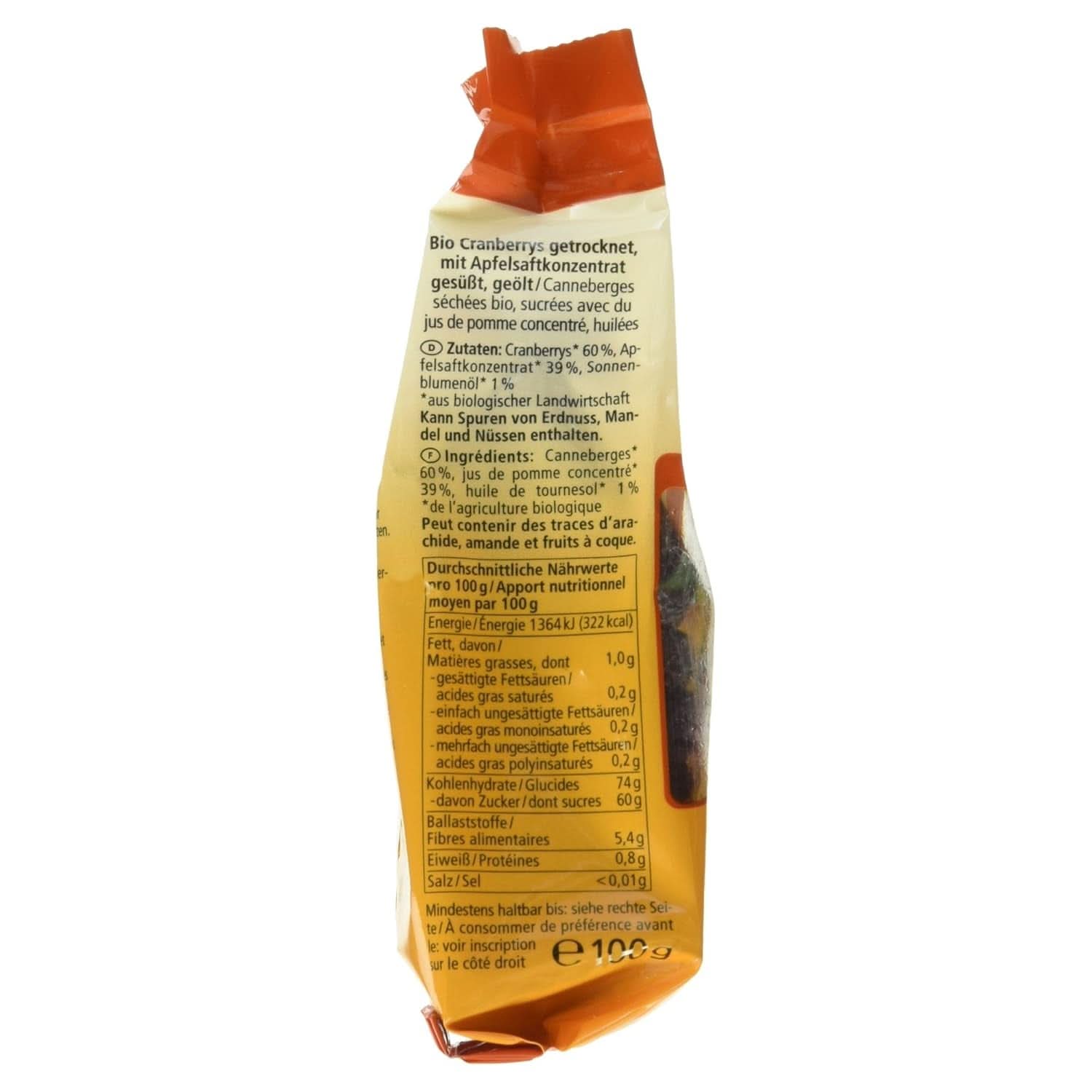 Bio brusinky, 100 gramů dehydratovaných produktů Naty Shop