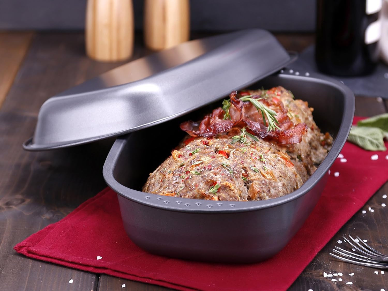 Chg 9942-04 Bratenform Mit Deckel, Antihaftbeschichte, Antracit-Metallic, 37 X 20 X 7 Cm Formy a plechy na pečení Naty Shop