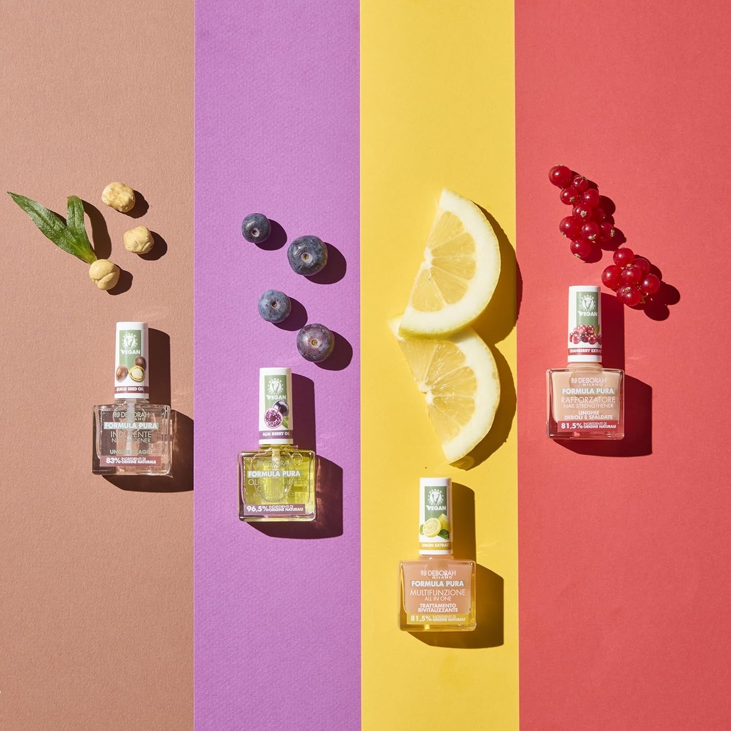 Oja Milano Formula Pure Treatment All in One, vegană, pentru bază și top coat, cu extract de lămâie, revitalizează și reduce îngălbenirea, 8,5 ml