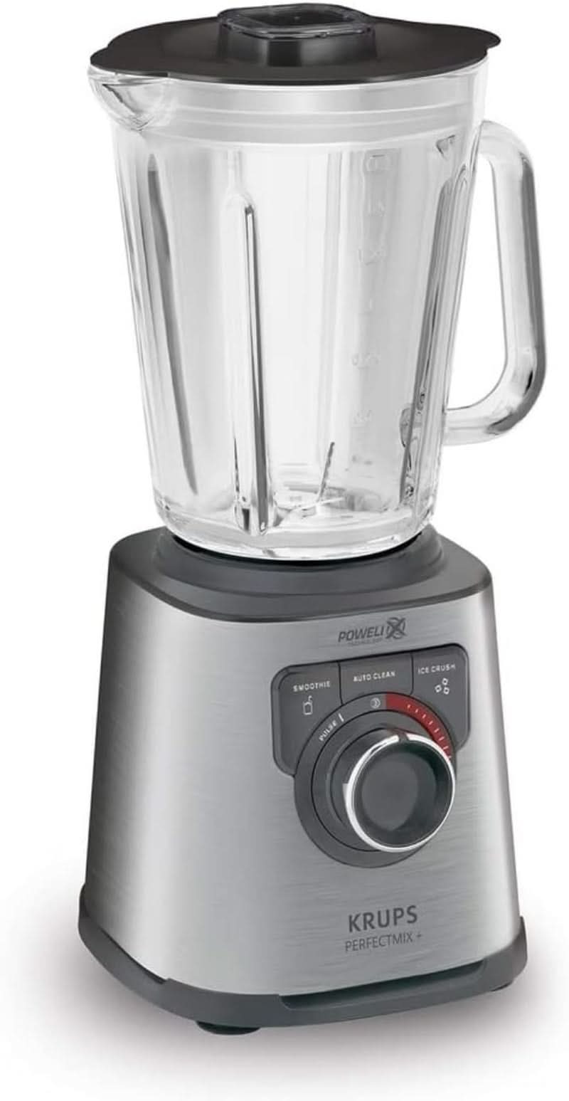 Krups KB403D Perfectmix + Hochleistungsstandmixer | 1 200 W | 28 000 otáček za minutu | 2L Skleněný filtr | 3 přednastavené programy | Powelix- Technologie | Edelstahl/Dunkelgrau Kuchyně Naty Shop Edelstahl/Dunkelgrau