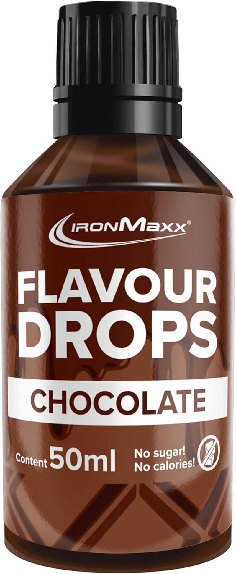 Kapky s příchutí Ironmaxx - Bez kalorií a bez cukru, 50 ml Příchutě Naty Shop Chocolate
