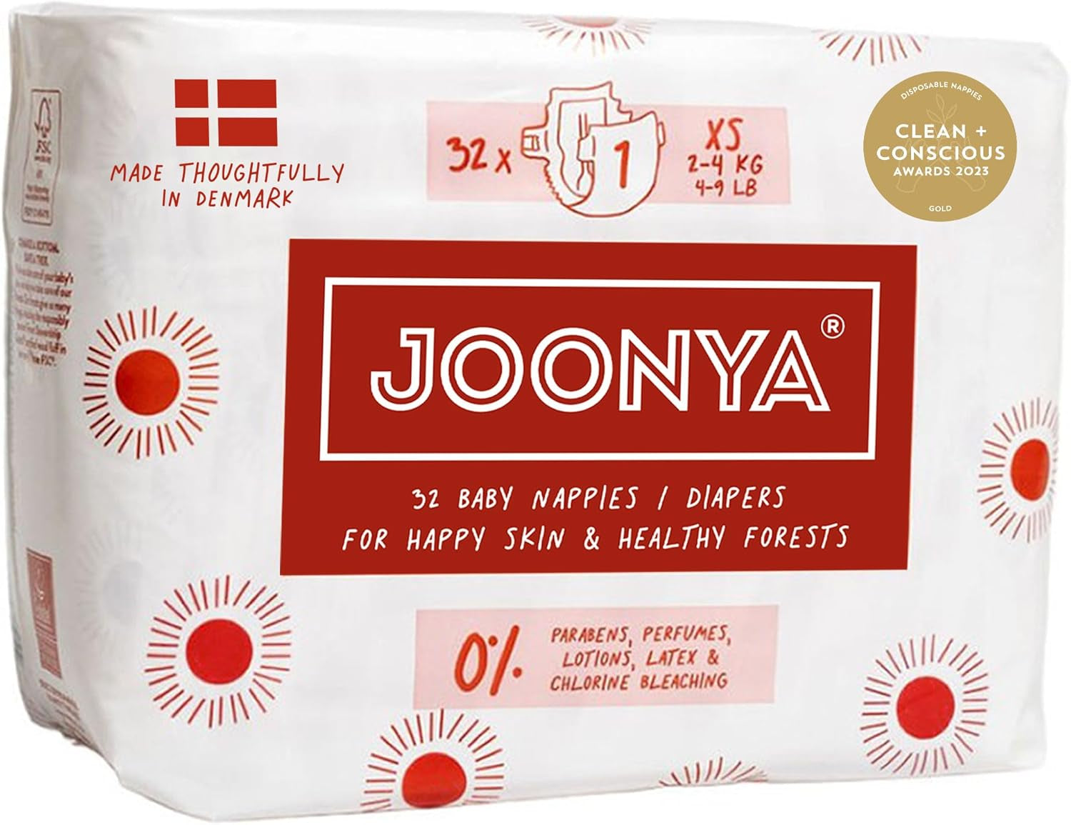 Dětské plenky, velikost 3M (4-8 kg) - 1 pytel po 28 - Bez škodlivých látek, ekologické, vysoce savé, vhodné pro noční použití, ultratenké a měkké - Vyrobeno v Dánsku