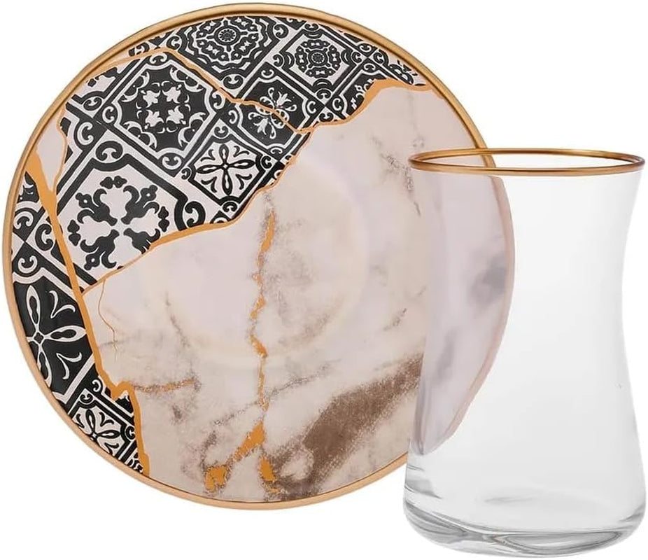 Set de ceai Karaca Aris cu 12 piese pentru 6 persoane - Serviciu rafinat din porțelan pentru o savurare elegantă a ceaiului