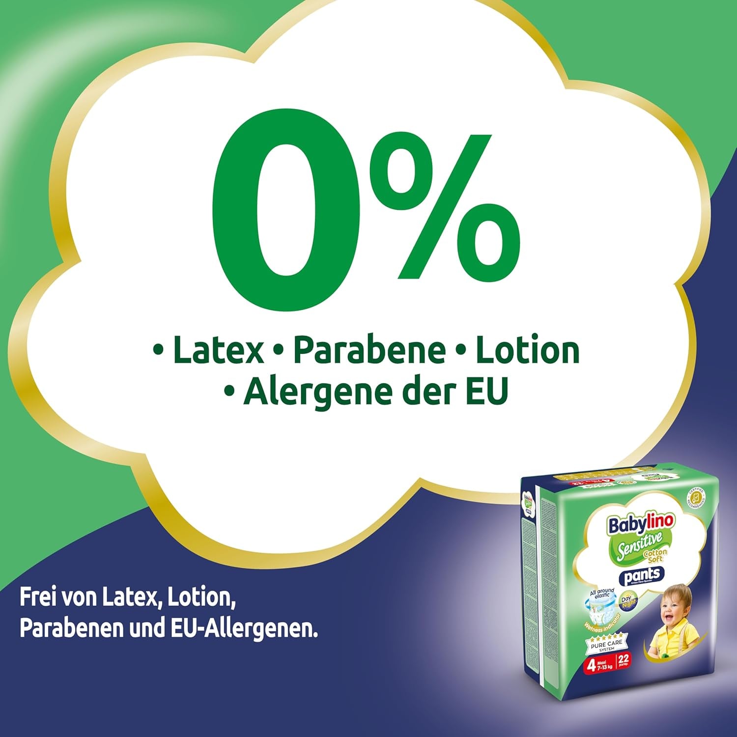 Pleny Sensitive Cotton Soft, velikost 4, Kalhotky Maxi (7-13 kg), 22 kusů