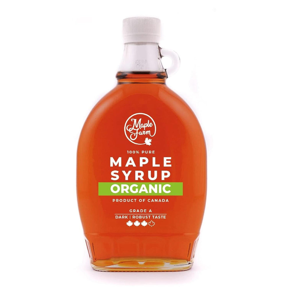 Maplefarm – čistý kanadský organický tmavý javorový sirup, stupeň A, tmavý, výrazná chuť – 250 ml Naty Shop sladidla 500 ml