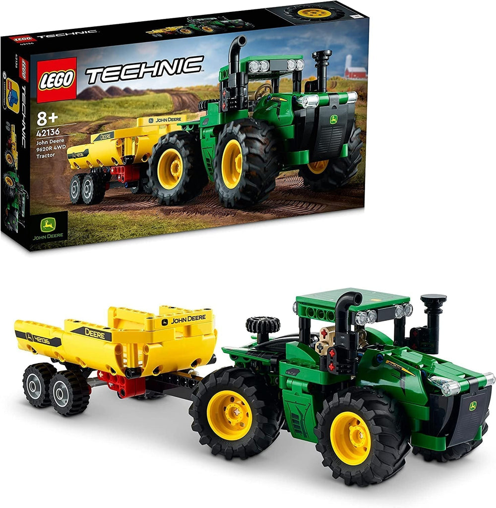 LEGO Technic John Deere 9620R Traktor 4WD se sklápěcím přívěsem Klasická farmářská hračka pro děti Kluky a dívky 8 let stará sběratelská stavebnice modelu 42136 Stavebnice Besuche den LEGO-Store Single