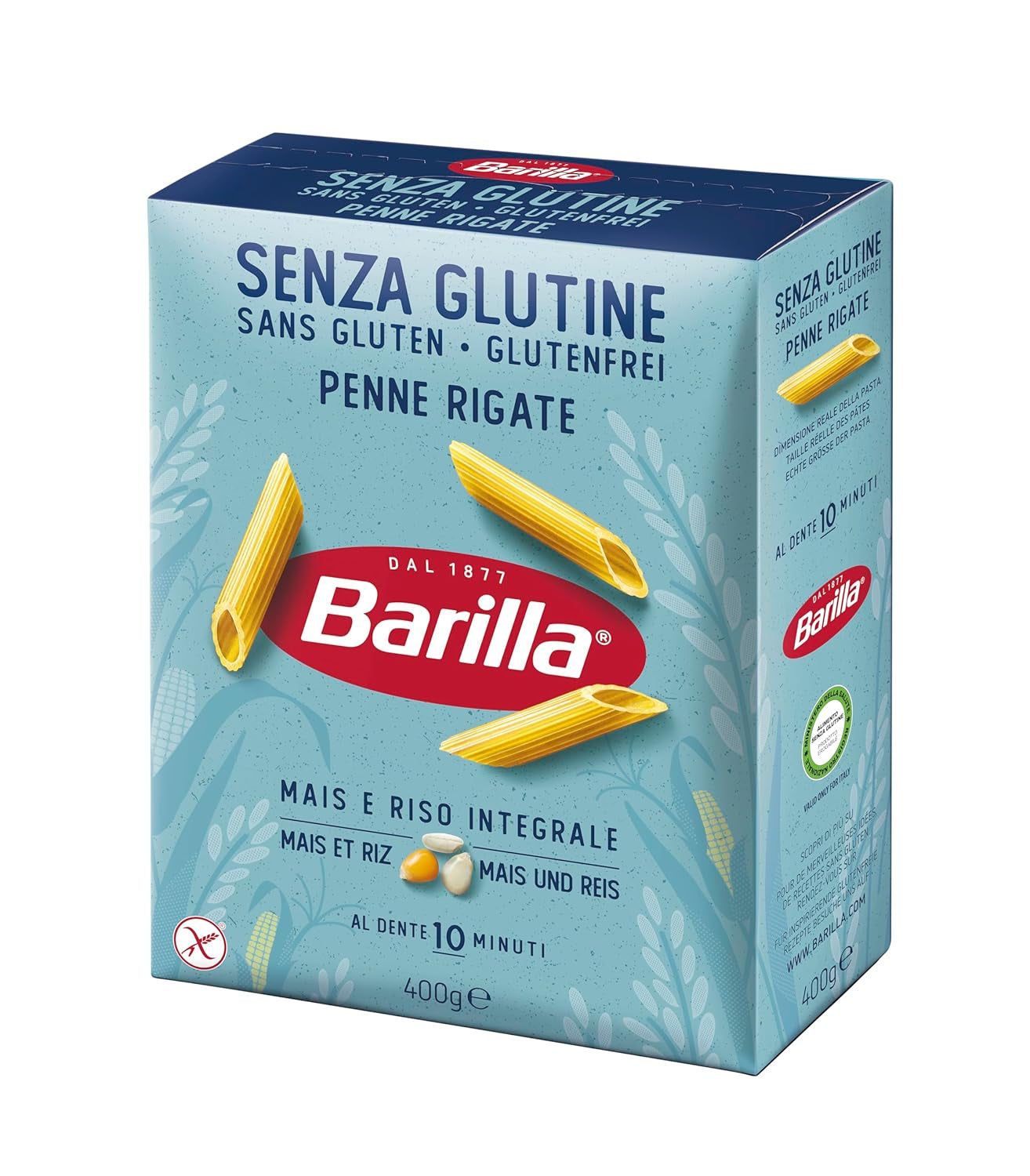 Barilla Penne Rigate bezlepkové těstoviny z lahodné kukuřice a rýže - ideální pro lidi s celiakií nebo intolerancí lepku (14 x 400 g)