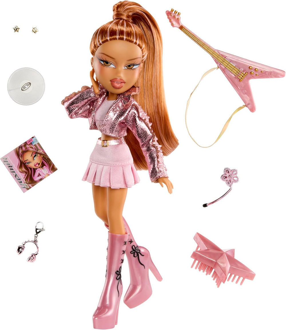 BRATZ Pop Starz Yasmin – Păpușă la modă cu talisman de colecție, ținută și accesorii muzicale