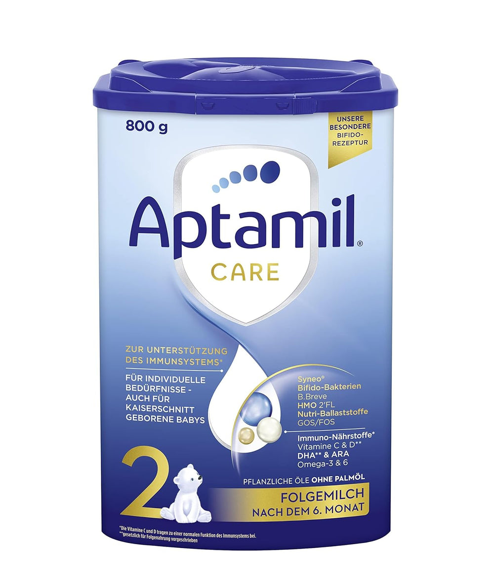 Aptamil Care 2 - Pokračovací mléko po 6 měsících, s Omega 3 a 6, DHA a ARA, bez palmového oleje, dětská výživa, sušené mléko, 1 x 800 g (balení 6 ks)