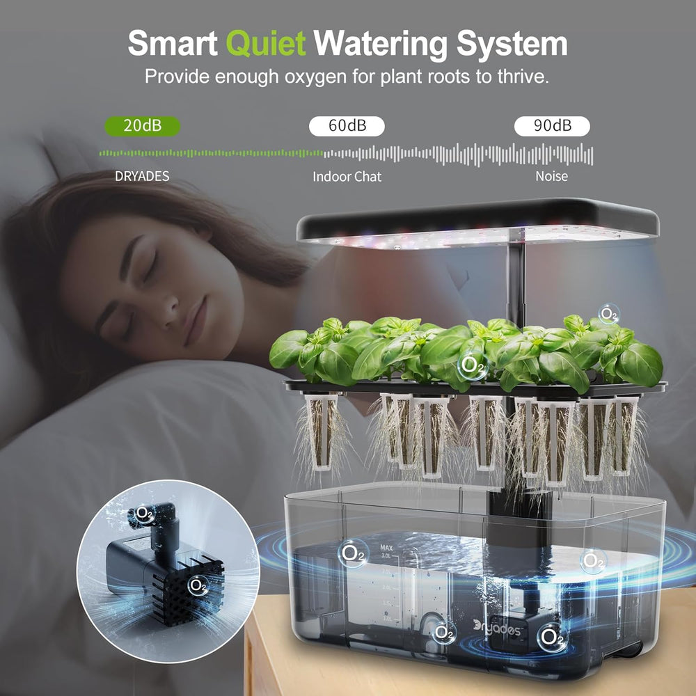 Hydroponic Grow System: 8 kapslí, 24W Full Spectrum LED Lamp s upozorněním na nízkou hladinu vody | Vnitřní zahrada pro kuchyň, obývací pokoj, školu | Tip na dárek pro amatérské zahradníky