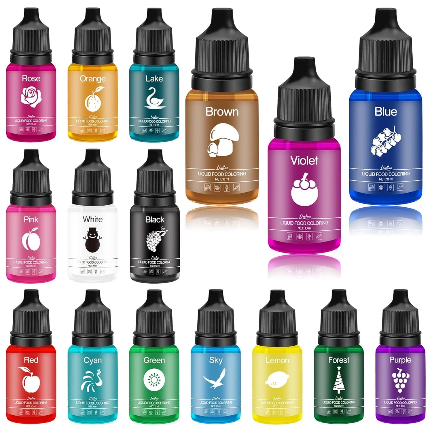 Koncentrovaná tekutá potravinářská barviva na dorty Naty Shop 16 x 10 ml