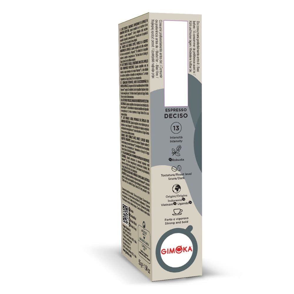 Gimoka Kaffeekapseln Espresso Deciso, Intensität 13/13-100 Kapsel - Kompatibel mit Nespresso* Haushalts-Espressomaschinen - 100 Stück (10 x 10 Getränke) - Hergestellt in Italien