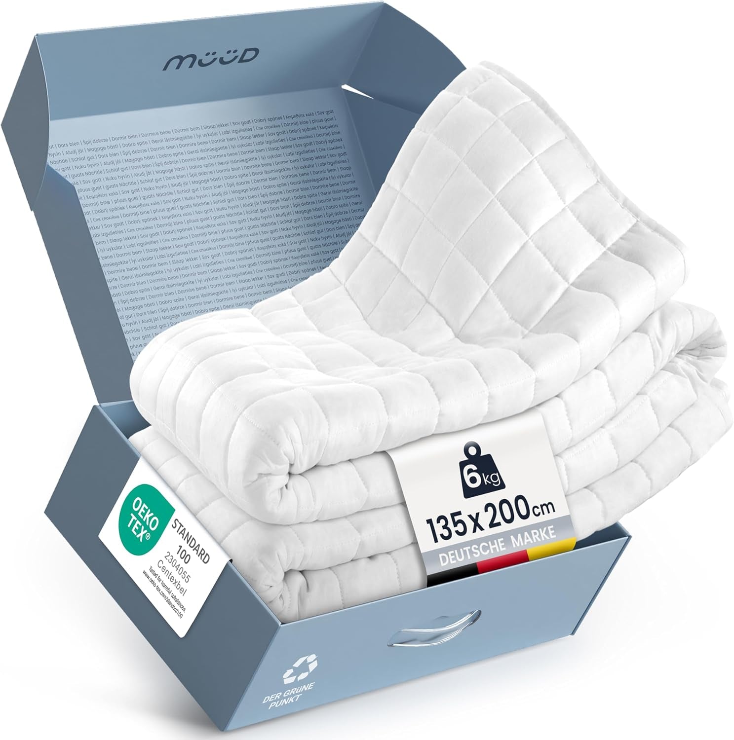 7 kg terapeutická přikrývka I 135X200Cm I Pro klidný spánek I Vysoce kvalitní vážená přikrývka vyrobená z prodyšné bavlny I Snižující stres a terapeutická - Včetně balící krabice s rukojetí Postele a přikrývky Besuche den mÃ¼Ã¼d-Store 135 X 200 Cm 6,0 kg