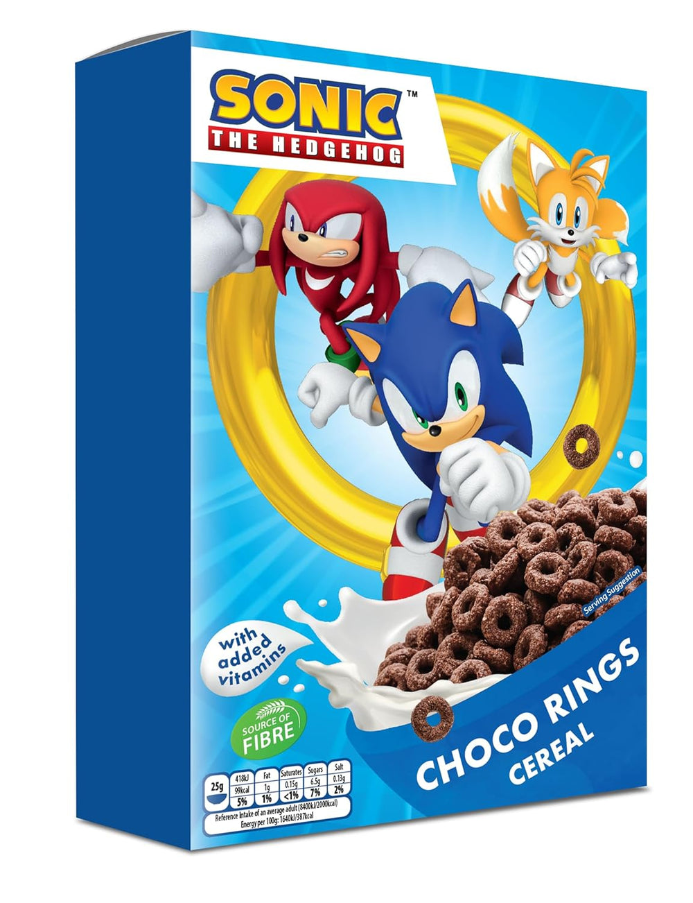 Sonic Choco Rings cereální, pšeničné, ovesné a kukuřičné čokoládové kroužky pro perfektní snídani, s přidanými vitamíny, 1 balení (1 x 350 g)