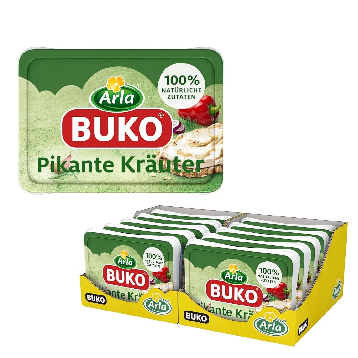Pikante Kräuter Frischkäse| 10x 200g | 100% přírodní ingredience Ohne Konservierungsstoffe, Thickeners und Gesmackverstärker