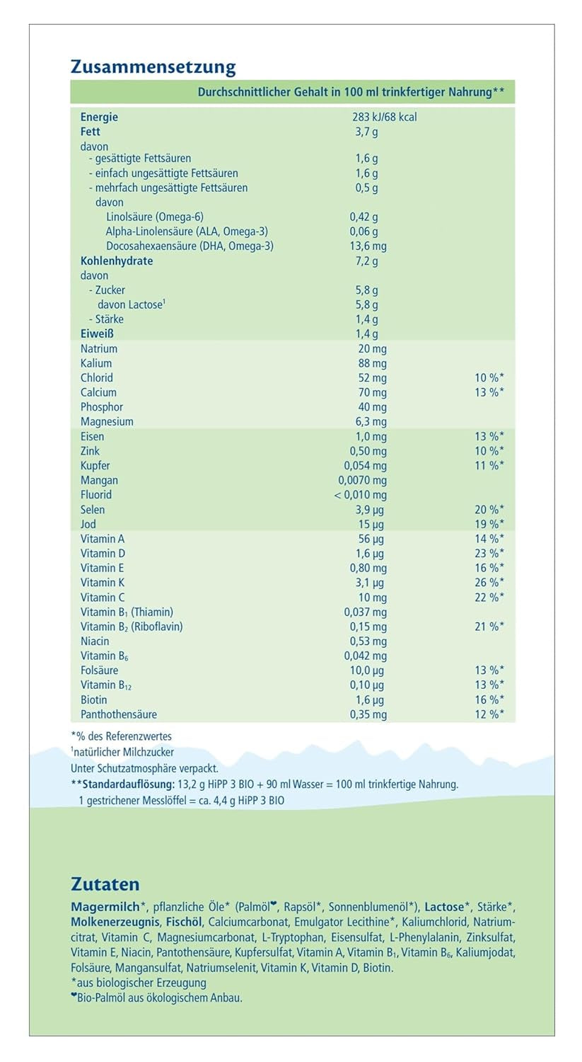 Pokračovací mléko HiPP 3 Bio (4 x 600 g) - po 10 měsících, s Omega-3 (DHA, ALA), vápníkem, vitamínem D, v nejlepší bio kvalitě
