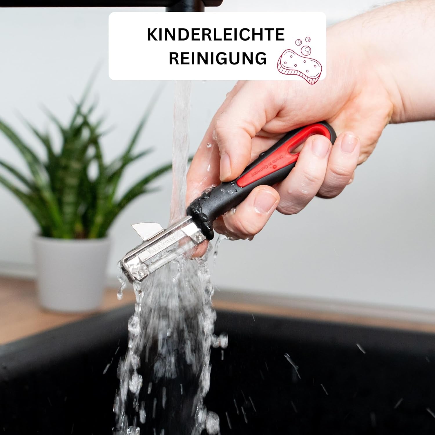 Westmark 29092270 Sparschäler Gallant, Pp/Tpe/Edelstahl, Schwarz / Rot, 16,5 X 3,7 X 2 Cm Škrabka Naty Shop