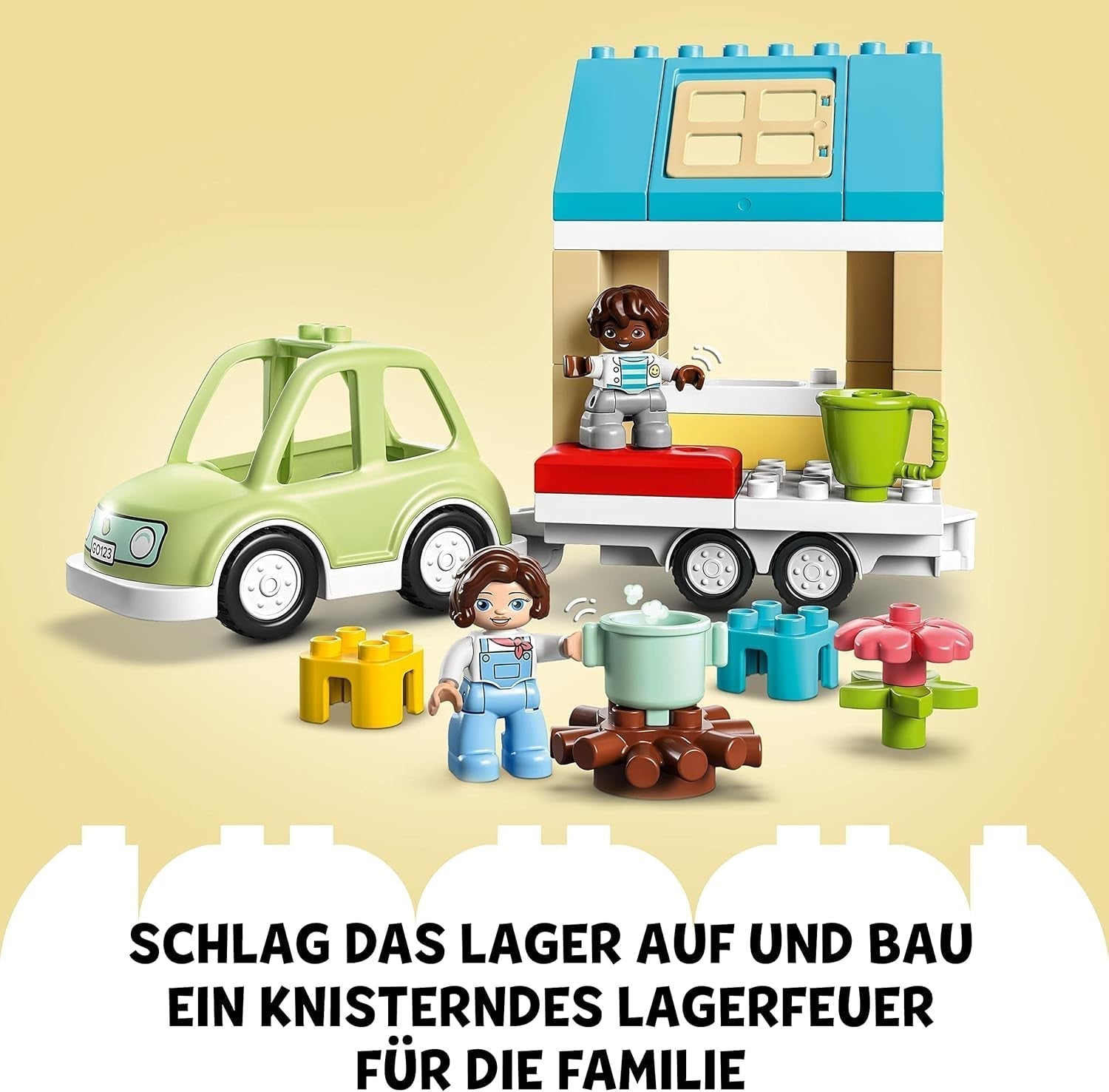LEGO 10986 DUPLO Doma na kolech, autíčko s velkými kostkami, figurkami a autíčkem pro chlapce a dívky od 2 let, rozvíjí jemnou motoriku Stavebnice Besuche den LEGO-Store