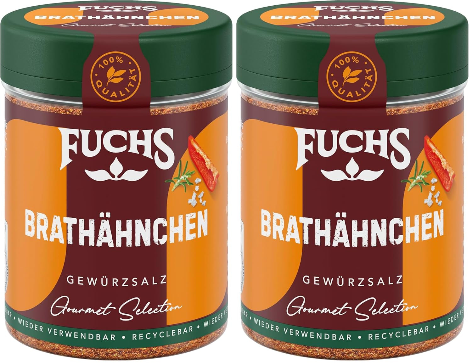 Fuchs Gourmet Selection Klassisch/Heimisch – Bratkartoffel Gewürzsalz, nachfüllbares Kartoffel Gewürz, Salz zum Würzen von Brat- & Ofenkartoffeln, Pommes Frites & Co, vegan, 70 g