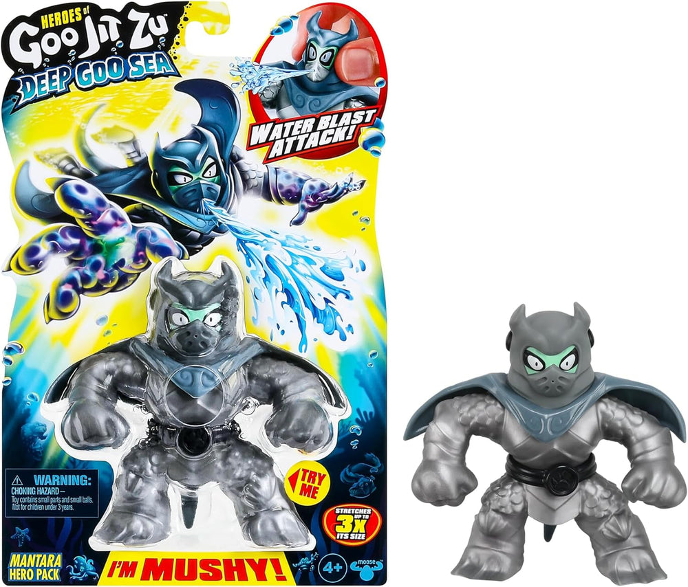 Heroes of Goo Jit To Deep GOO Sea Hero Pack cu Thrash. Figură de acțiune super elastică și extensibilă cu umplutură specială de slime și falcă mobilă Action figures Naty Shop Mantara