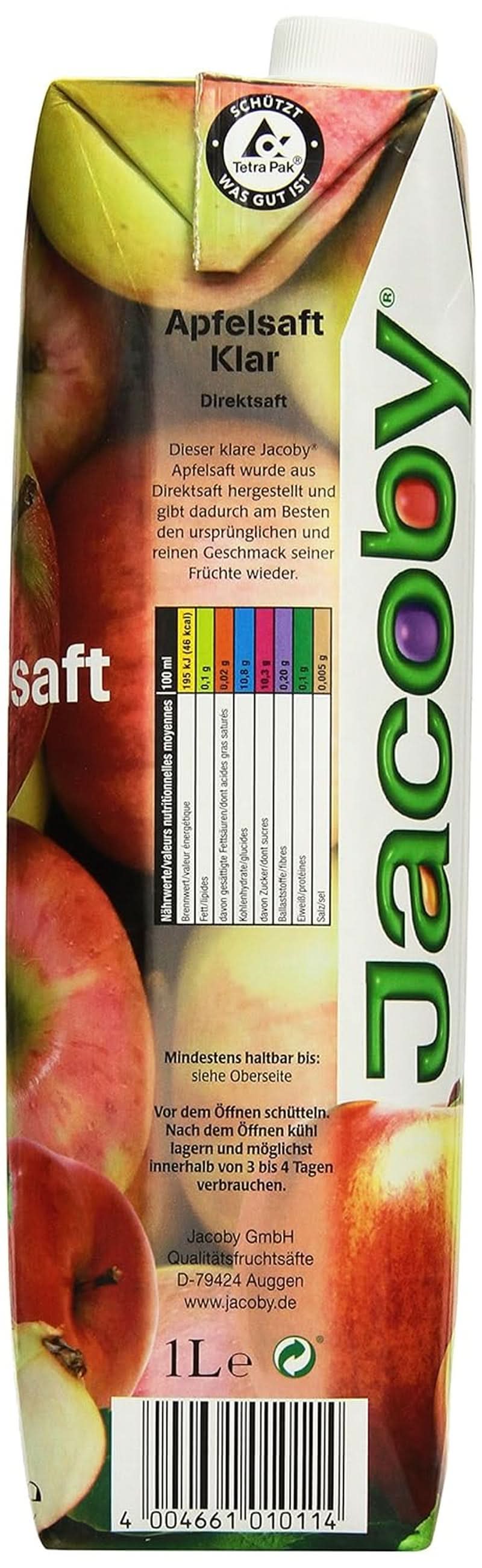 Jacoby 100% čirá jablečná šťáva, 6 x 1 litr Nealkoholické nápoje Naty Shop