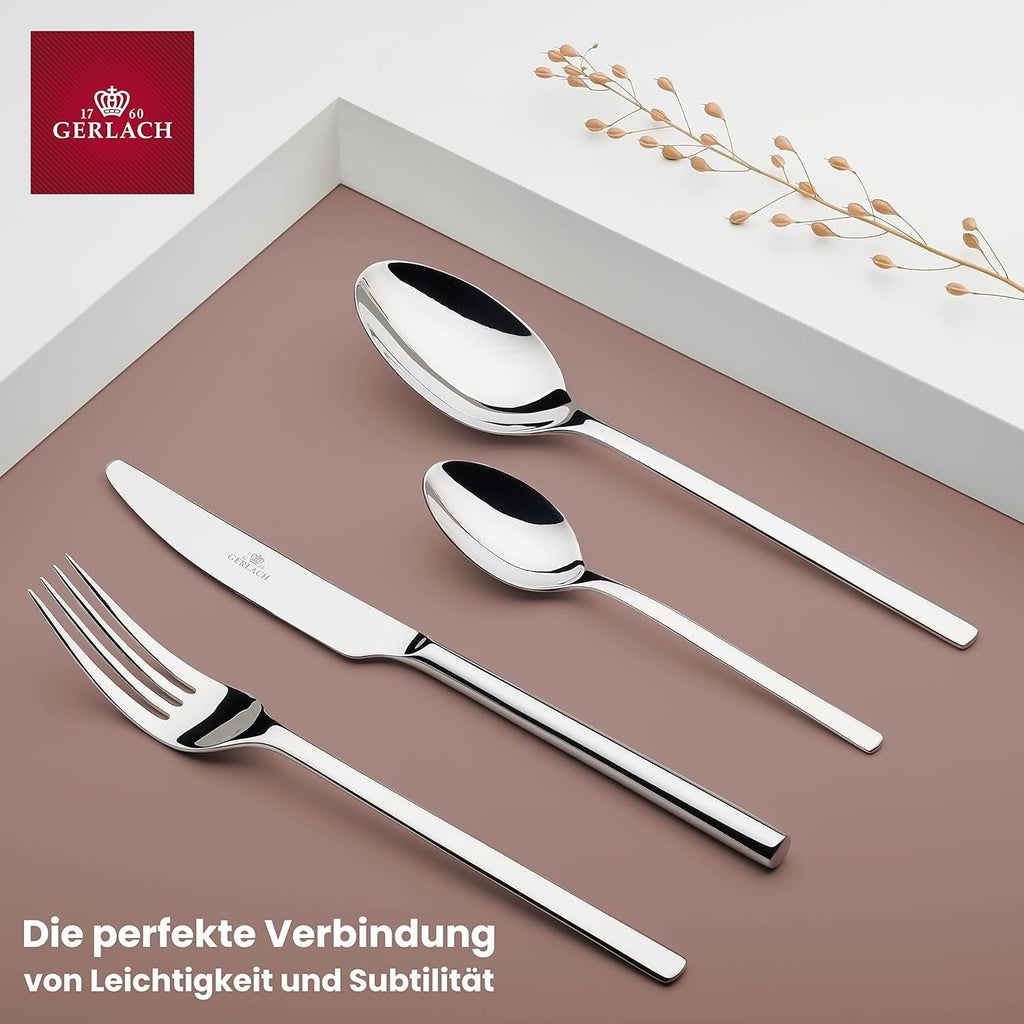 Gerlach Modern Besteck-Set Für 6 Personen Spülmaschinenfest Essbesteck Aus Edelstahl Elegantes Besteck Mit Messer Gabel Löffel Und Teelöffel Tafelbesteck Rostfrei 24 Stk Naty Shop