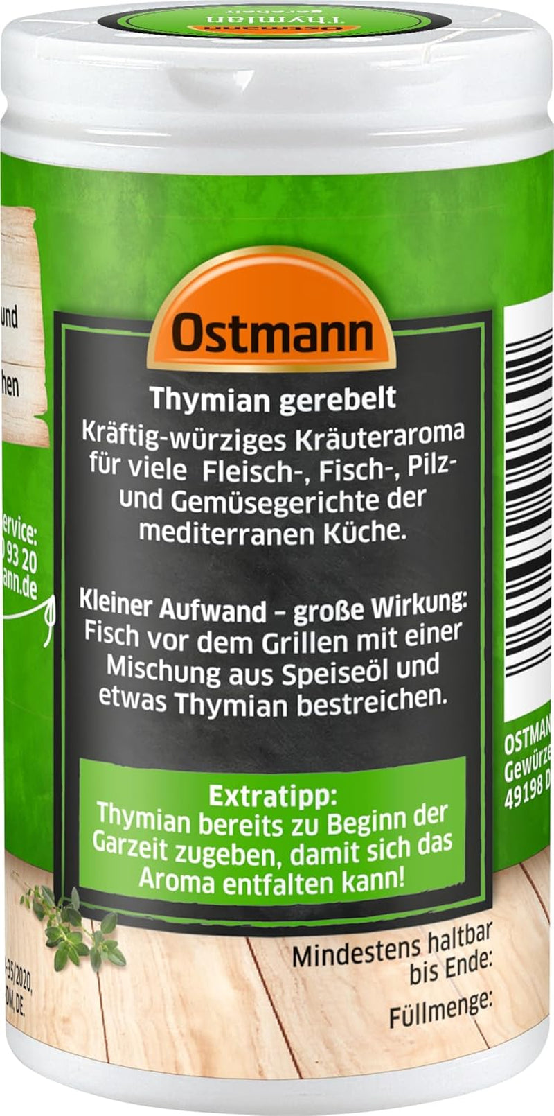 Ostmann Thyme gerebelt 15 g Thyme-Gewürz für viele Fleisch-, Fisch-, Pilz-, und Gemüsegerichte der Mediterranen Küche, Množství: 1 kus