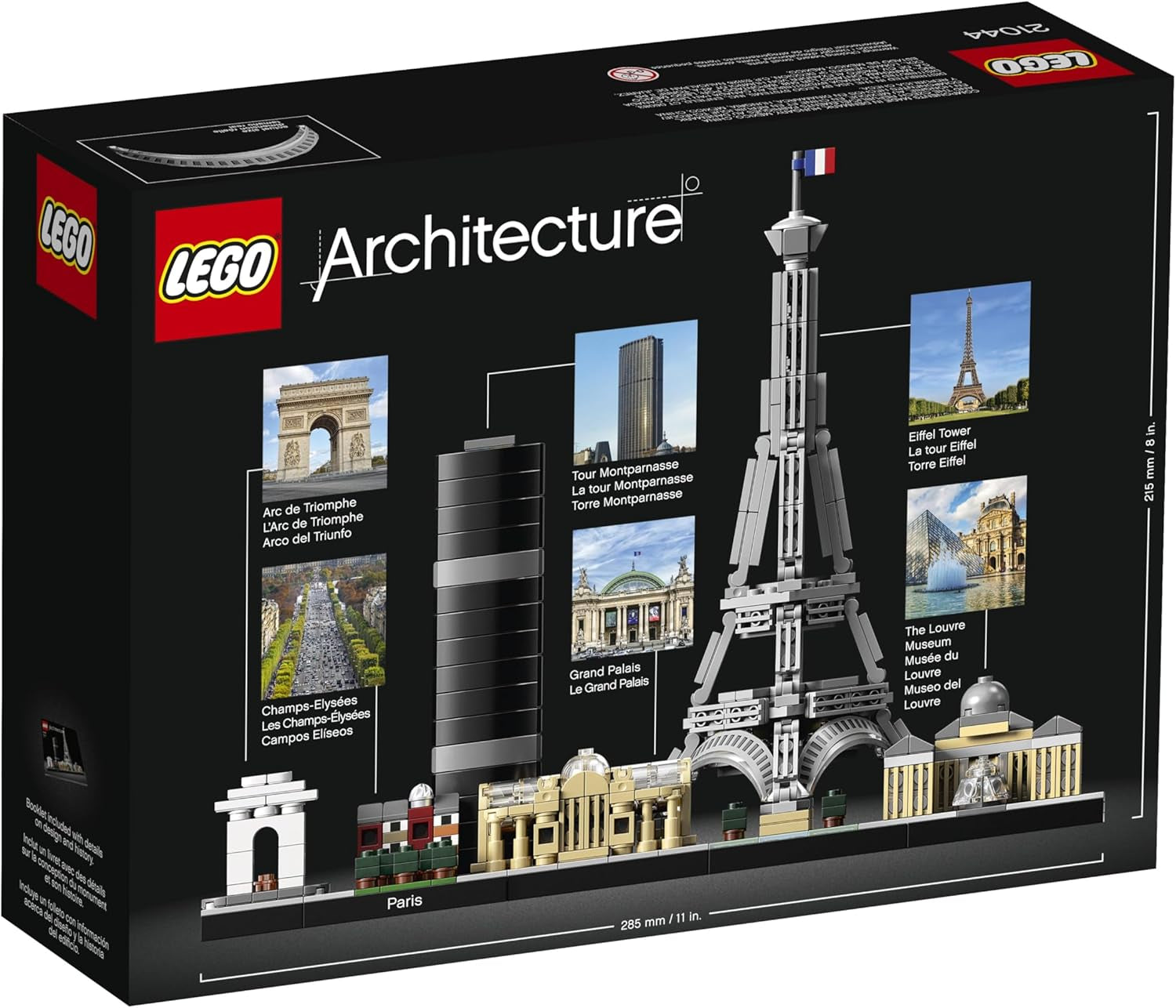 LEGO Architecture Paříž, Eiffelova věž, Champs-Élysées a modelová stavebnice Louvre, kolekce Skyline, dekorace pro domácnost a kancelář, nápady na dárky pro sběratele, muže a ženy 21044 Stavebnice Besuche den LEGO-Store