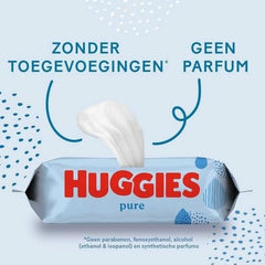 Huggies Pure Baby Wipes 18 balení (1008 ubrousků celkem) — 99 % čistá voda — Bez parfemace pro jemné čištění a ochranu Dětské vlhčené ubrousky Naty Shop