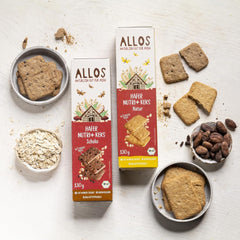 Biscuiți din ovăz organic Allos Nutri | Biscuiți crocanți din ovăz integral | Îndulciți cu miere | 6 x 130 g