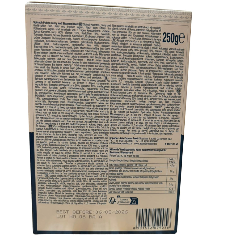 ASHOKA - Instantní kari se špenátem, bramborami a rýží - (1 x 250 g)