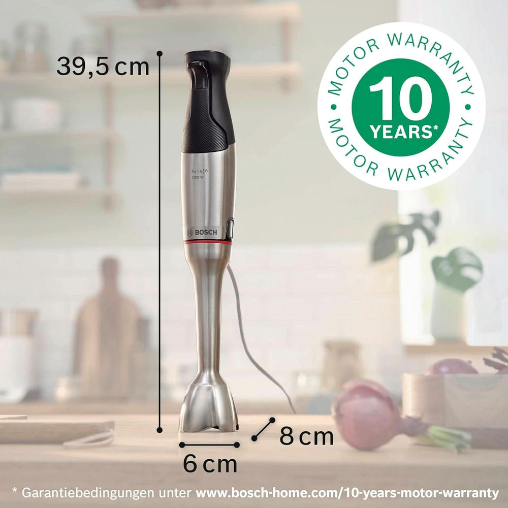 Bosch Standmixer Ergomaster Serie 6 MSM6M810, Einhändig Bedienbar, 10 Jahre Motorgarantie, Edelstahl-Klingen, Verschleißfreie Keramik-Kupplung, Luftkühlung, Quattroblade, Mixbecher, 1200 W, Shodelpstahl Kitchen