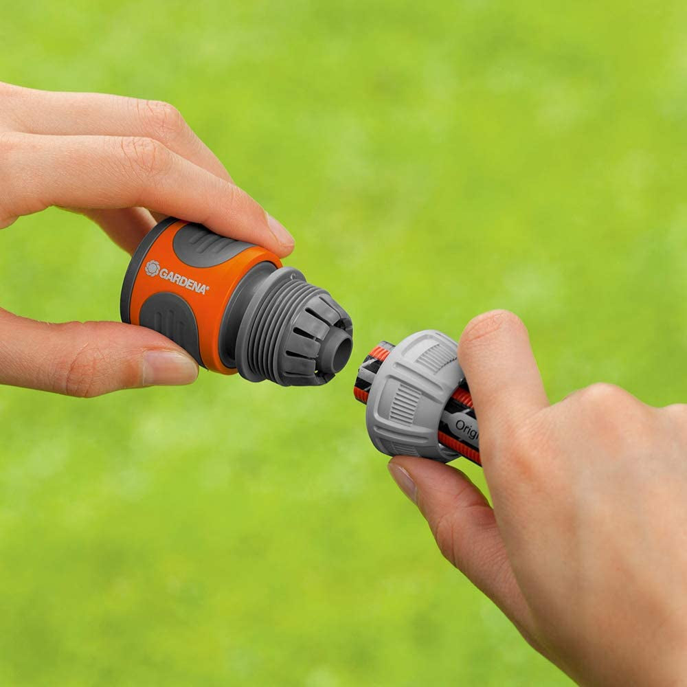 Set de cuplaje Gardena: Cuplaj furtun pentru prelungitor de 13 mm (1/2 inch) și 15 mm (5/8 inch), chiar și sub presiune mare a apei, asamblare ușoară (18283-20)