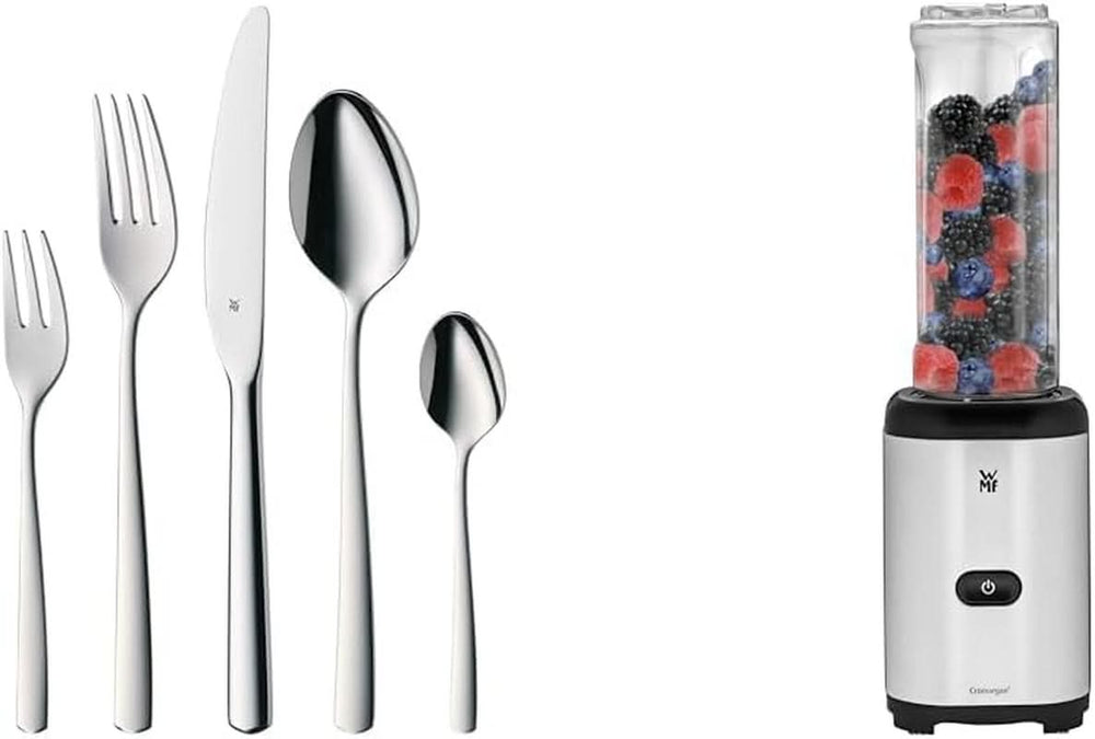 WMF Boston sada příborů, 30 kusů, nerezová ocel pro 6 osob Sada kuchyňských Naty Shop + Smoothie Maker 0,6 l kompozitní sada