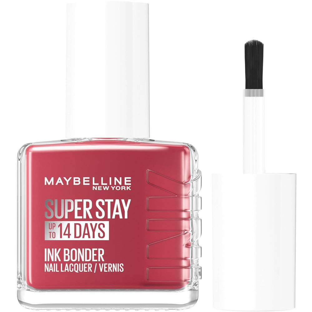 Oja Maybelline New York, culori intense și pigmentate, de lungă durată, întărește unghiile deteriorate, Superstay Ink Bonder, nuanța Really Rosy 202, 12 ml