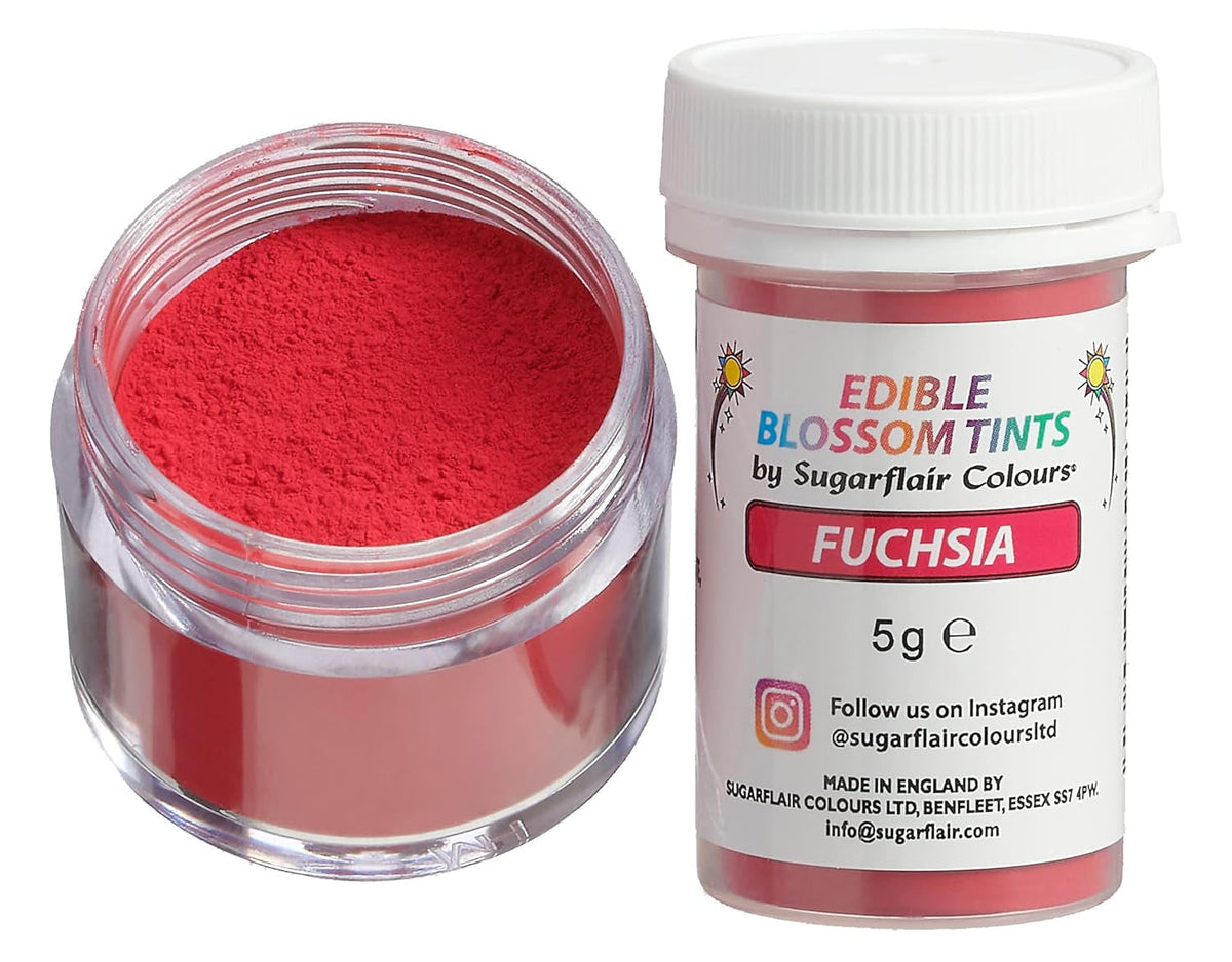 Pudră de colorant alimentar Sugarflair Blossom Tint Dust Fuchsia - Pudră de colorant alimentar pentru decoruri de tort, pastă de zahăr, fondant, glazură, ciocolată, cremă de unt, macarons și multe altele - 5G