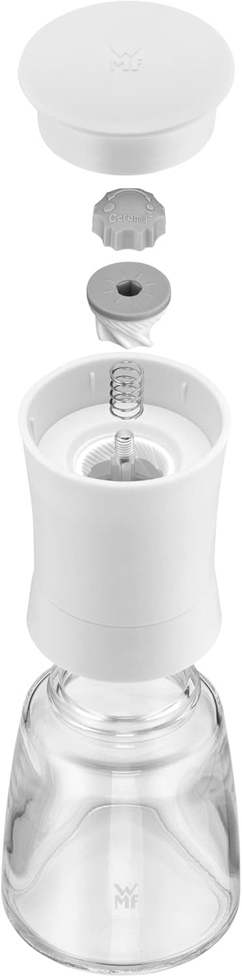 WMF Trend mlýnek na sůl nebo pepř 14 cm, bez náplně, keramický mlýnek, plastový, skleněný, bílý Mlýnky a kráječe Naty Shop