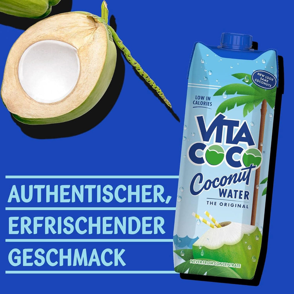 Vita Coco Pure Coconut Water 6 x 1litru, hidratant natural cu electroliți, fără gluten, plin de vitamina C și potasiu Naty Shop