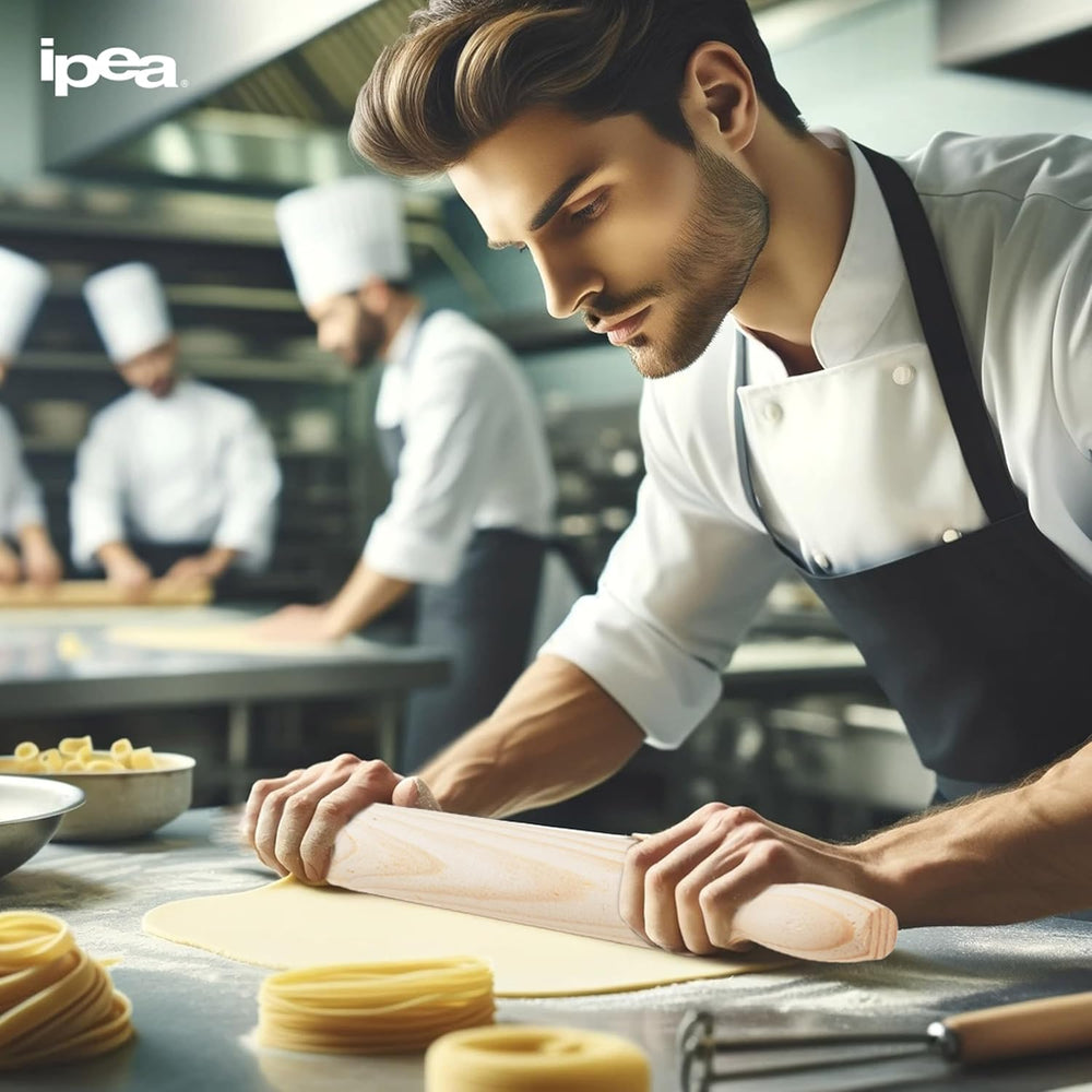 Nudelholz aus Holz mit Griffen – 40 cm x 4 cm – Nudelholz mit Antihaft-Oberfläche zum Ausrollen und Kneten von frischen Nudeln, Pizza, Keksen, Ravioli, Kuchen, Gebäck – nützlich in der Küche