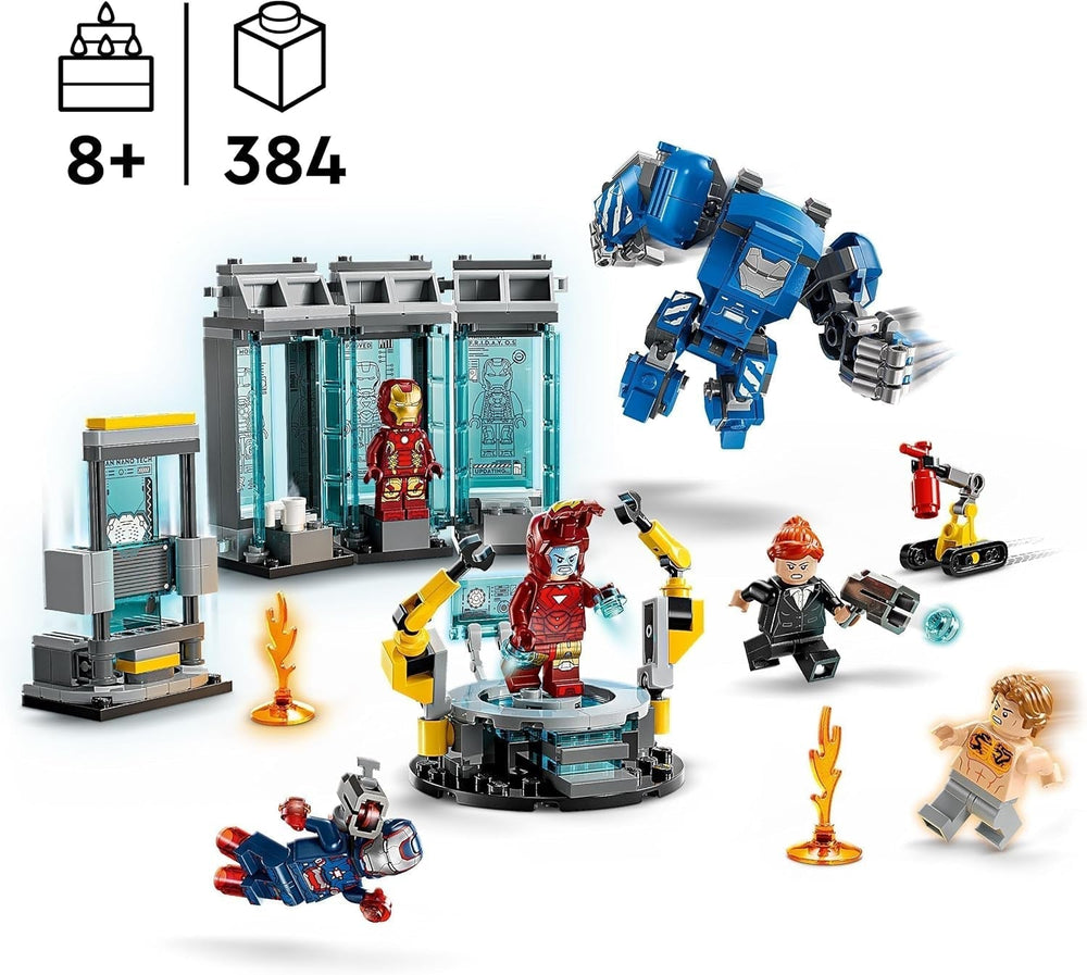 LEGO Marvel Iron Man's Laboratory: Hall of Armor – Hračka superhrdiny s figurkou Mecha, 5 minifigurek včetně Aldricha Killiana – Dárek Avengers pro chlapce a dívky Věk 8+ 76315 Stavebnice Beuche den LEGO-Store