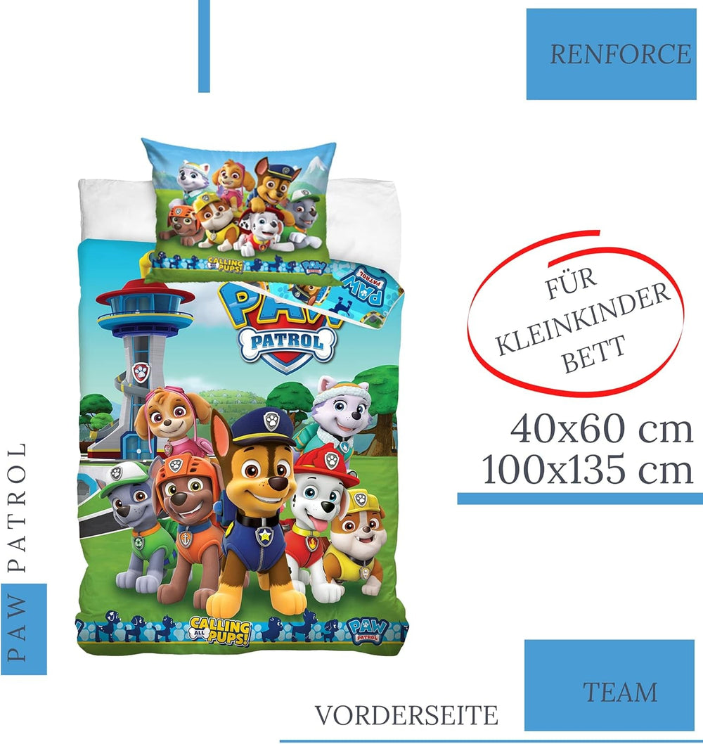 Bettbezug 100X135 40X60 Baumwolle · Kompatibilní s Paw Patrol Baby Kinderbettwäsche Für Mädchen Und Jungen · 2 kusy · 1 Kissenbezug 40X60 + 1 Bettbezug 100X135 Cm Naty Shop
