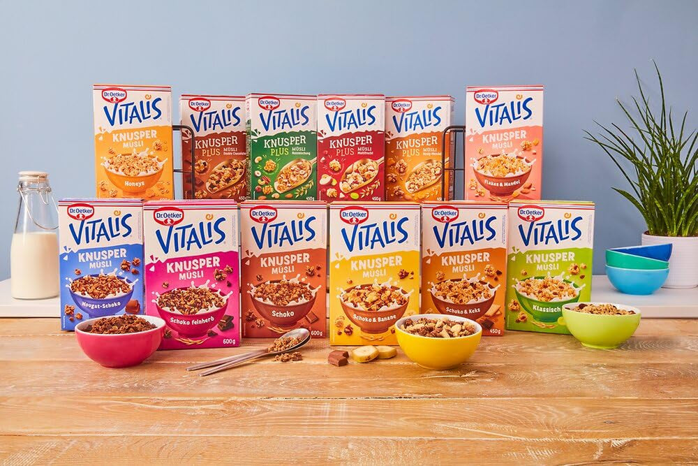 Dr. Oetker Vitalis Crunchy Flakes: Křupavé müsli s kukuřičnými lupínky a kousky mandlí, balení 5 ks (5 x 600 g)