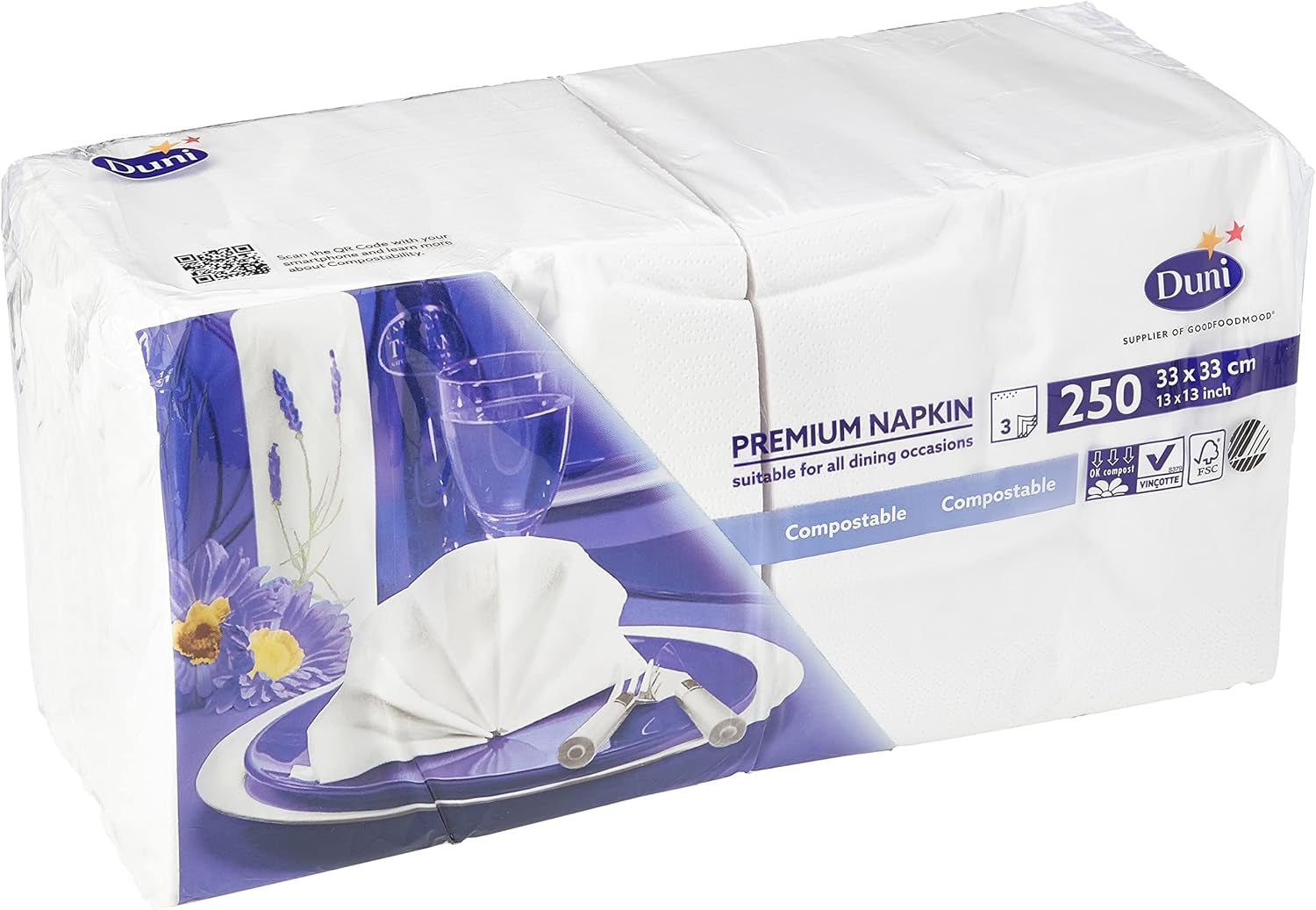 Șervețel, hârtie, alb, 33 cm, 250