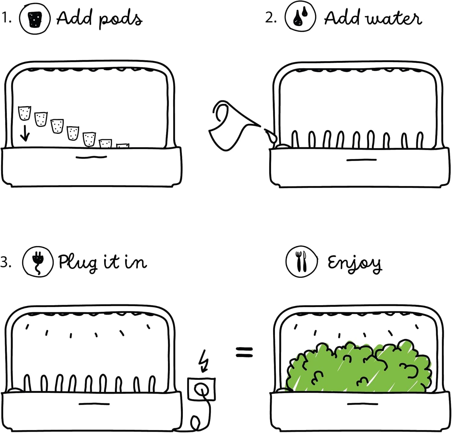 Vnitřní zahrada Click and Grow, jednodušší než hydroponický systém pěstování, LED Smart Garden, bylinková zahrada, vnitřní skleník s 9 rostlinnými kapslemi (bílé)